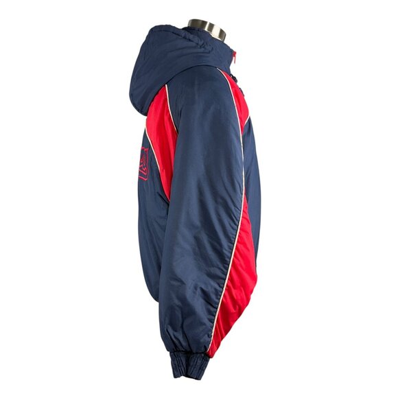 Cleveland Indians Vintage 90s Hooded Jacket Size L Navy & Red Polyester MLB Spor - Picture 3 of 13